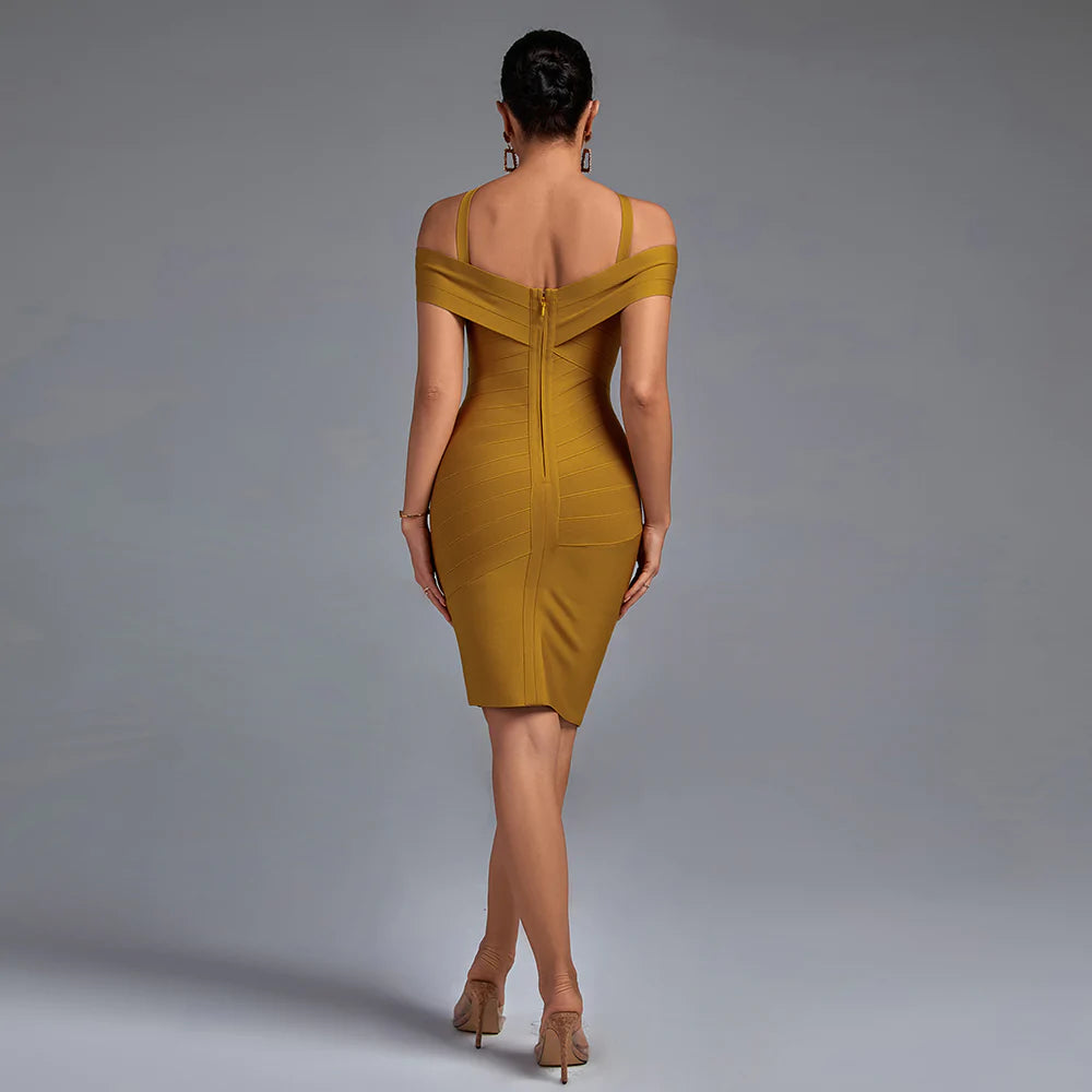 Mustard best sale bandage dress